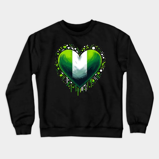 Nigeria Flag Heart Crewneck Sweatshirt by Graceful Designs